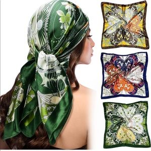 Satin Square Scarves Neck Hair Head Scarf 2 for 30